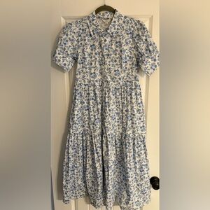 Crown & Ivy Blue and White Floral Midi Dress